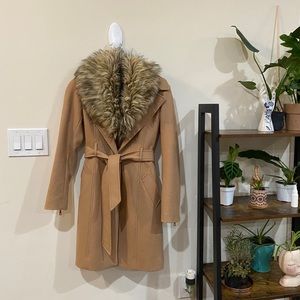Guess coat with fur neck/collar